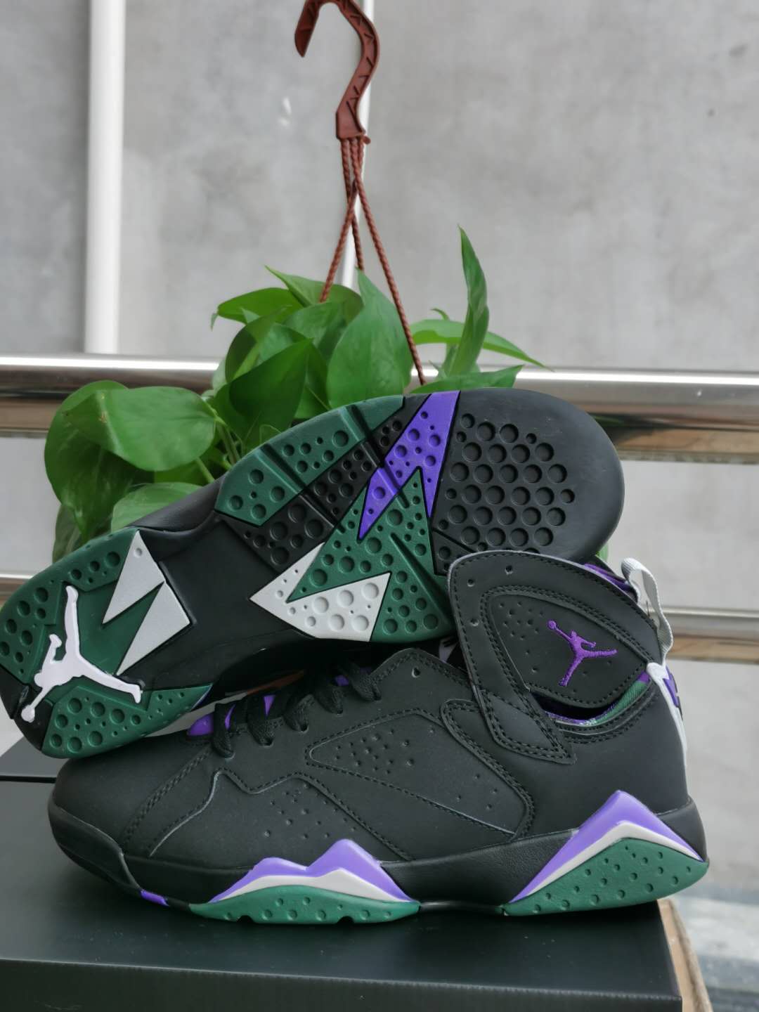 2020 Air Jordan 7 GS Black Grey Purple Shoes